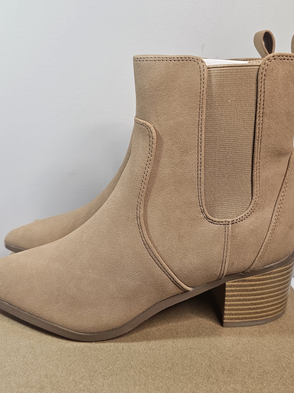 Womenβs Suede Chelsea Booties in Tan